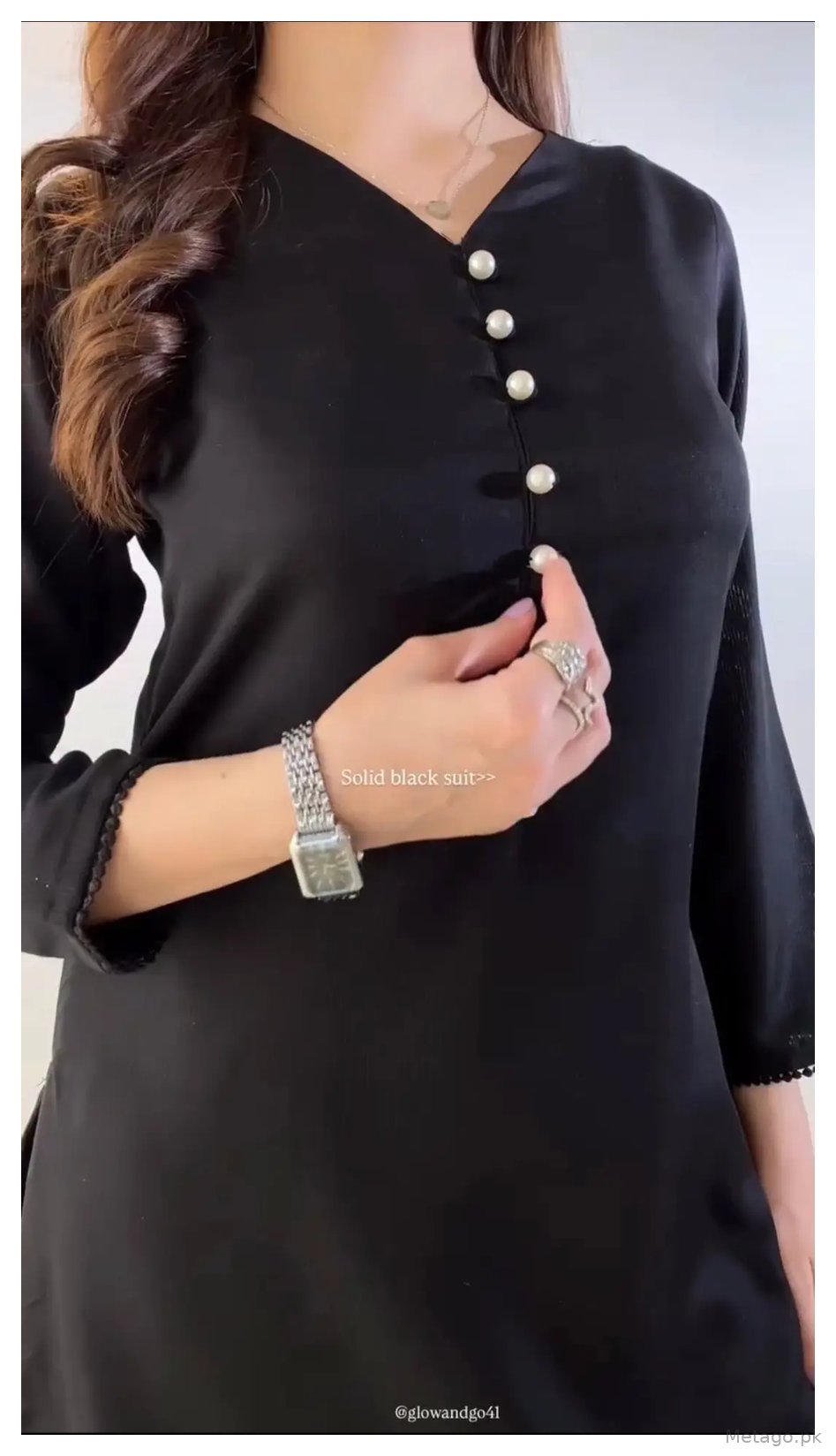 Sofia Black 3 Pcs Women's Stitched Cotton Plain Suit