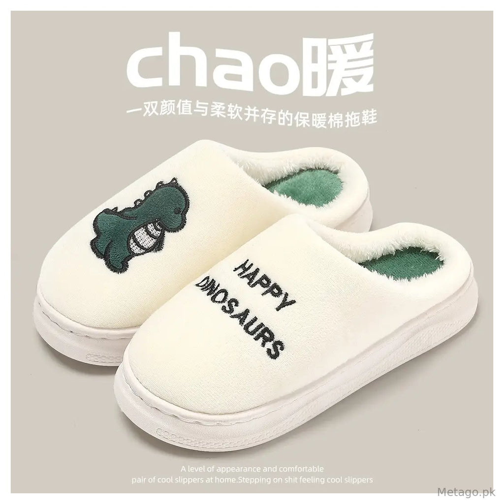 Thick-Soled Cotton Slippers for Home Use in Autumn, Plush Warm Indoor Non-Slip Cartoon Slippers for Women and Men Wholesale