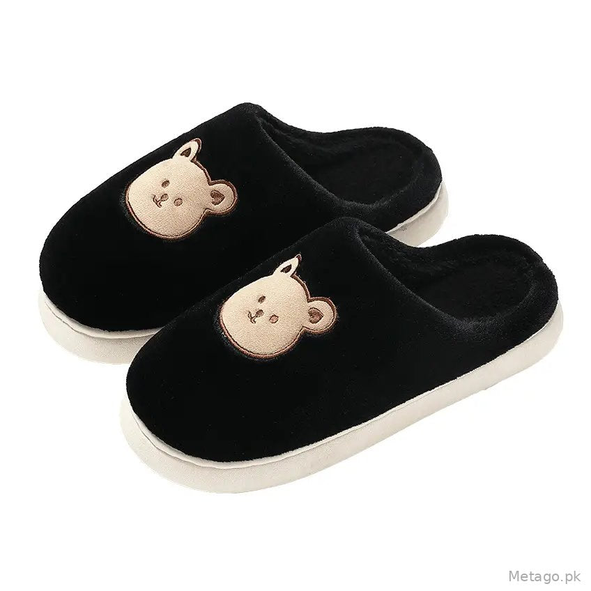 Thick-Soled Cotton Slippers for Home Use in Autumn, Plush Warm Indoor Non-Slip Cartoon Slippers for Women and Men Wholesale