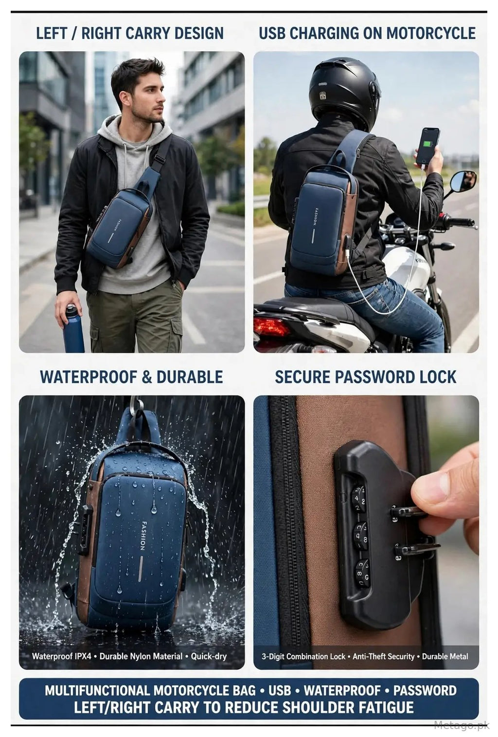 Water Resistant Anti Theft Crossbody Bag for Travel