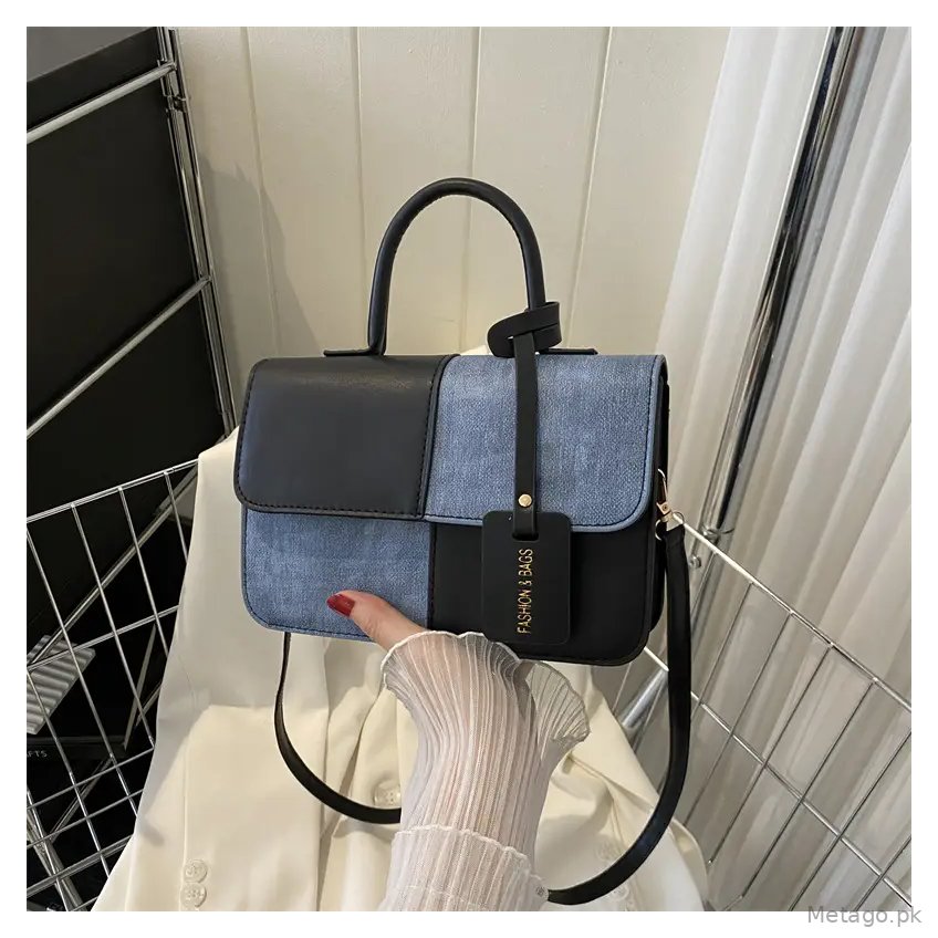 Women's Blue White Stitched Shoulder Messenger Bag 2023