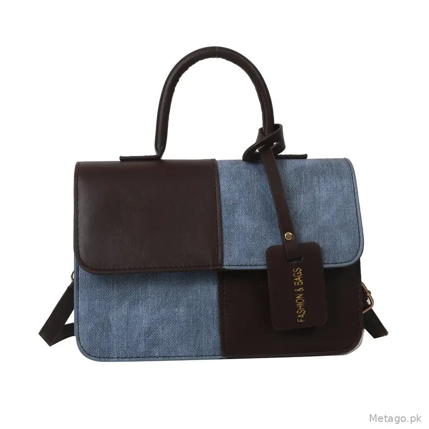 Women's Blue White Stitched Shoulder Messenger Bag 2023