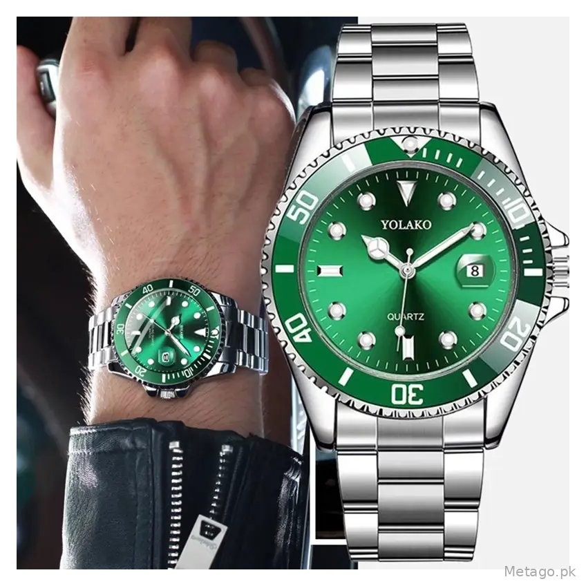 Yolao Green Dial Men's Quartz Watch with Calendar